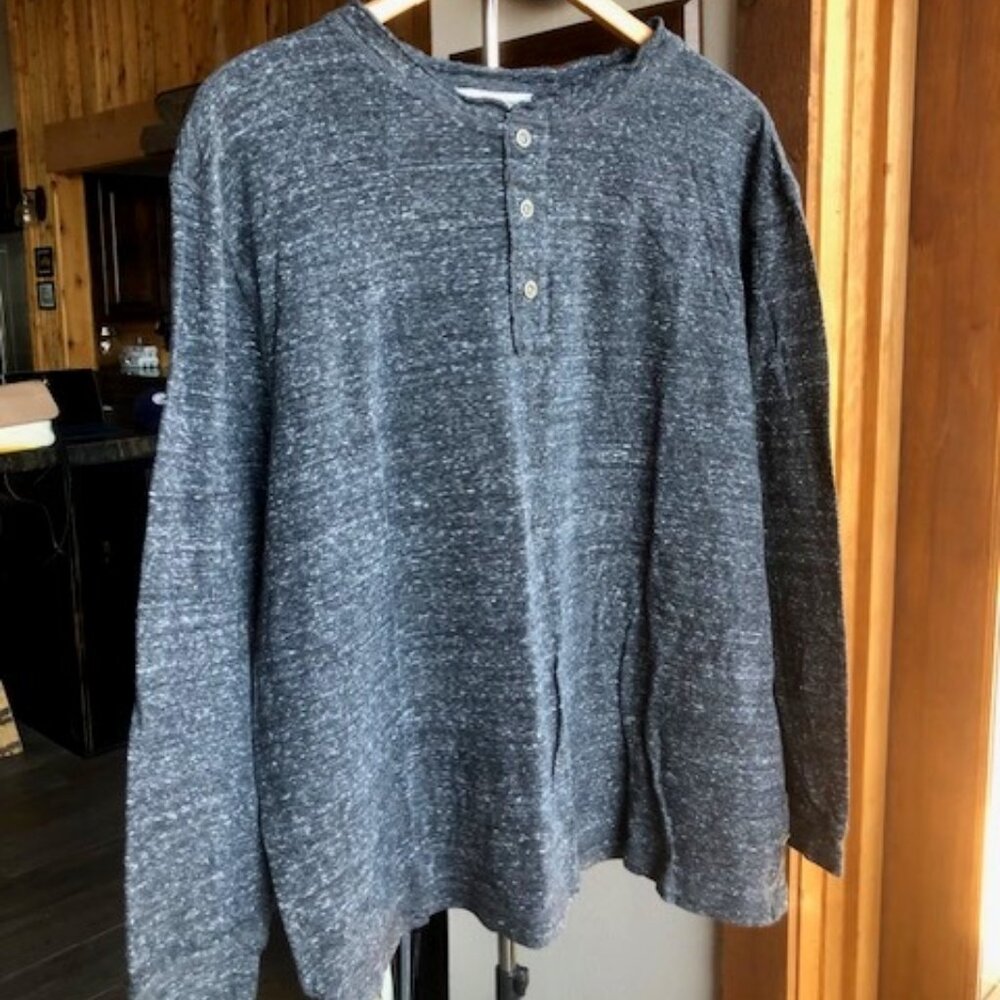 Mens True Grit 3 Button Henley Marled Grey/White (Sz XXL)